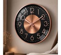 TOKTEKK Horloge murale 30,5 cm silencieuse sans tic-tac, fonctionne à piles, ronde, moderne, décorative, chiffres arabes, horloge murale en aluminium pour salon, chambre à coucher, cuisine, bureau