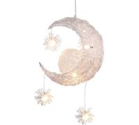 TOKTOP Lune Étoiles Suspension Luminaire LED Lustre Chambre Enfant, Aluminiu Lampe Suspensions, Plafonnier pour Chambre Fille Décoration, 35CM Lumière Chaude