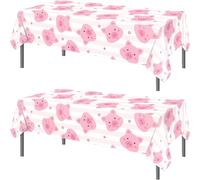 TOKYMOON Lot de 2 Napperons jetables sur le thème du cochon rose de 137x221 cm pour couvrir la table de fête pour bébé, décoration de fête d'anniversaire pour enfants, fournitures de fête sur le thème