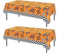 TOKYMOON Lot de 2 nappes jetables pour fête sur le thème de la moto, 137 x 221 cm, nappe de table de pique-nique pour fête prénatale à carreaux