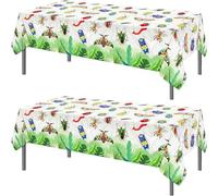 TOKYMOON Lot de 2 nappes jetables pour fête sur le thème des insectes, 137 x 221 cm, nappe de table de pique-nique, de banquet, pour insectes, fête prénatale, fournitures de fête