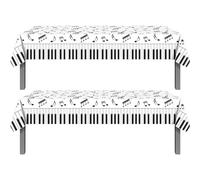 TOKYMOON Lot de 2 nappes jetables pour fête sur le thème des notes de musique piano 137 x 221 cm pour mariage, pique-nique, banquet, note de musique, littéraire, mariage, fête prénatale, fournitures