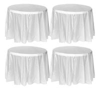 TOKYMOON Lot de 4 nappes rondes jetables de 213,4 cm pour fête, mariage, pique-nique, banquet, nappe, nappe pour tables rondes
