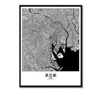 Tokyo carte ville city map n&b