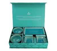 TOKYO design studio Glassy Turquoise Coffret Cadeau 8 pièces Bleu Porcelaine 30 x 20 x 10 cm