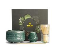 TOKYO design studio Lot de 4 pièces à matcha dans un emballage cadeau de qualité supérieure - Avec bol à matcha, fouet en bambou, cuillère en bambou et porte-fouet - Cérémonie traditionnelle du thé