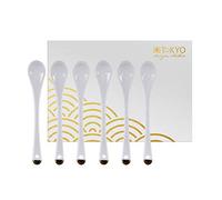 TOKYO design studio Nippon White, Set de 6 cuillères Blanches, 13 cm Petit, avec Bord doré, Porcelaine d'Asie, Design Japonais, INCL. boîte Cadeau