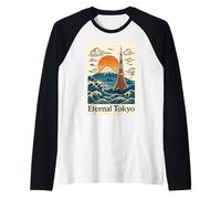 Tokyo éternel - Ukiyo-e Style Mount Fuji & Tokyo Tower Manche Raglan