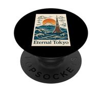 Tokyo éternel - Ukiyo-e Style Mount Fuji & Tokyo Tower PopSockets PopGrip Adhésif