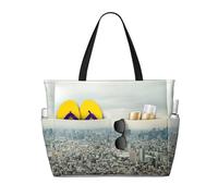 Tokyo Grand sac fourre-tout de plage imperméable avec fermeture éclair et poches pour voyage, piscine, shopping, vacances, gym