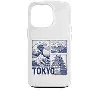 Tokyo Japan Graphic Mount Fuji Great Wave Château Traditionnel Coque pour iPhone 13 Pro