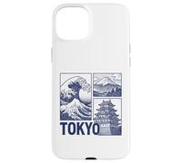 Tokyo Japan Graphic Mount Fuji Great Wave Château Traditionnel Coque pour iPhone 15 Plus