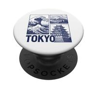 Tokyo Japan Graphic Mount Fuji Great Wave Château Traditionnel PopSockets PopGrip Adhésif