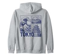Tokyo Japan Graphic Mount Fuji Great Wave Château Traditionnel Sweat à Capuche