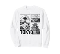 Tokyo Japan Graphic Mount Fuji Great Wave Château Traditionnel Sweatshirt