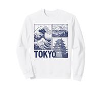 Tokyo Japan Graphic Mount Fuji Great Wave Château Traditionnel Sweatshirt