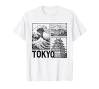 Tokyo Japan Graphic Mount Fuji Great Wave Château Traditionnel T-Shirt