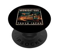 Tokyo Japan Midnight Train Vintage Rail Otaku Souvenir de Fan PopSockets PopGrip Adhésif