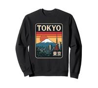 Tokyo Japan Mont Fuji Sunset Vintage City Travel Graphic Sweatshirt