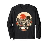 Tokyo Japan Pagoda Souvenir de Voyage Japonais rétro Manche Longue