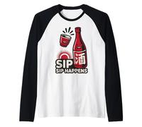 Tokyo Japan Sip Happens Sake Love Friends Good Times Rétro Manche Raglan