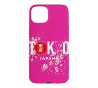 Tokyo Japan Splatter Sakura CERIER Fleurs Rouge Sun Art Coque pour iPhone 15 Plus