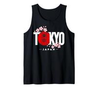 Tokyo Japon Bloc Sakura Cerisier Fleurs Rouge Soleil Art Débardeur
