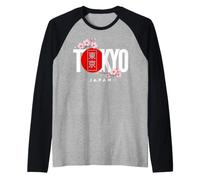 Tokyo Japon Bloc Sakura Cerisier Fleurs Rouge Soleil Art Manche Raglan