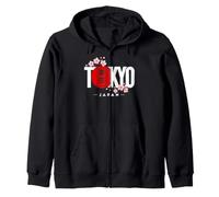 Tokyo Japon Bloc Sakura Cerisier Fleurs Rouge Soleil Art Sweat à Capuche