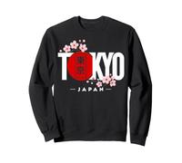 Tokyo Japon Bloc Sakura Cerisier Fleurs Rouge Soleil Art Sweatshirt