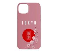 Tokyo Japon Vertical Sakura Cerisier Fleur Rouge Soleil Coque pour iPhone 15 Plus