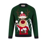 Tokyo Laundry Pull de Noël fantaisie imprimé Merry Christmas pour homme, Montagne de Noël - Vert, L