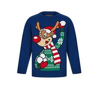Tokyo Laundry Pull de Noël fantaisie pour garçon « Merry Christmas », Renne neige - Saphir, 5-6 ans
