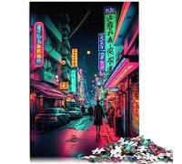 Tokyo néon Puzzle de 1000 pièces pour Enfants Puzzle en Bois pour Adultes et Enfants à partir de 12 Ans 19,7 x 29,5 Pouces