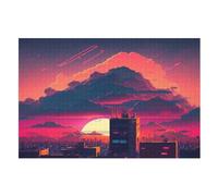 Tokyo Painted Soleilsets Puzzle en Bois 1000 Pièces pour Adultes Et EnfFourmis, Puzzles Impossible, Jeu De Patience Coloré, À Partir De 12 Ans （75×50cm）