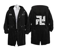 Tokyo Reven-gers Trench Coat Homme, Décontracté Trench Coat, Printemps Automne Manteau, Veste(Black 11,3XL)