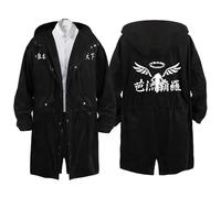 Tokyo Reven-gers Trench Coat Homme, Décontracté Trench Coat, Printemps Automne Manteau, Veste(Black 7,3XL)