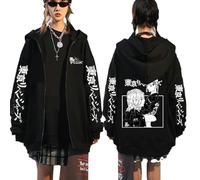 Tokyo Reven-gers Veste Homme Zipper, Veste Motif Anime Casual pour Adolescents, Vêtements Top Confortable pour Automne, Hommes Femmes(Black2,S)