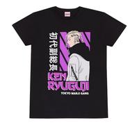 Tokyo Revengers Ken Ryuguiji Homme T-Shirt Manches Courtes Noir M 100% Coton Regular/Coupe Standard