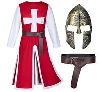 TOKYO REVENGERS Tunique médiévale de la Renaissance Croisé des Templiers - Robe pour Halloween et costumade - Costume de guerrier - Ceinture - Rouge - Taille M