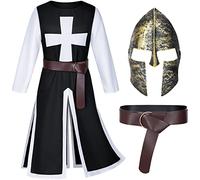 TOKYO REVENGERS Tunique médiévale de la Renaissance Croisé des Templiers - Robe pour Halloween et costumade - Costume de guerrier - Ceinture - Noir - Taille XL