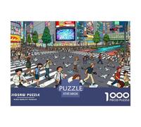 Tokyo Shibuya Crossing Rush Puzzle en Bois Imperméable DIY Puzzles De 1000 Pièces pour Adultes Cadeaux Coloré Jeux De Stimulants
