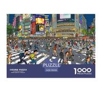 Tokyo Shibuya Crossing Rush Puzzle en Bois Imperméable DIY Puzzles De 1000 Pièces pour Adultes Impossible De Décoration pour La Maison