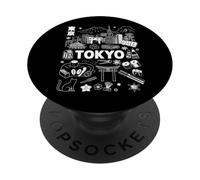 Tokyo Skyline Japon Mt Fuji Monuments Mt Fuji Kanji Torii PopSockets PopGrip Adhésif