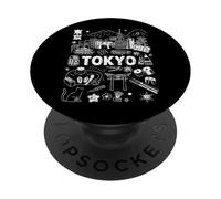 Tokyo Skyline Japon Mt Fuji Monuments Mt Fuji Kanji Torii PopSockets PopGrip Adhésif