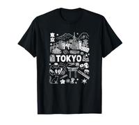 Tokyo Skyline Japon Mt Fuji Monuments Mt Fuji Kanji Torii T-Shirt