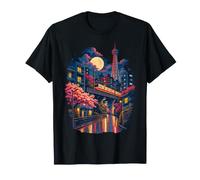 Tokyo Taxi Nuit Sakura Lune Ukiyo E Paysage Voyage T-Shirt