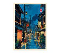 Tokyo Tea House Poster moderne sur bois Ukiyo-E, dessin animé japonais, archivage mat, A5 (impression uniquement) - 21 x 14,8 cm