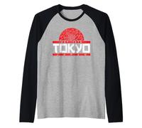 Tokyo Tokio Japon Drapeau Japonais Manche Raglan