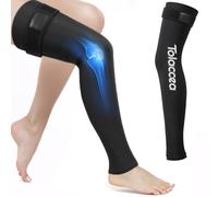 Tolaccea Pack de Froid pour Jambe Complète avec Couverture 360° - Compresse Réutilisable avec Gel pour Soulager la Douleur & la Récupération Musculaire - Manchon de Froid pour Pied, Mollet, Cuisse(L)